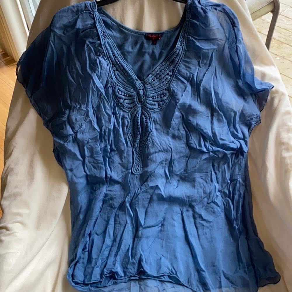 Italian Silk GorgeousButterflyLined Top NeverUsed